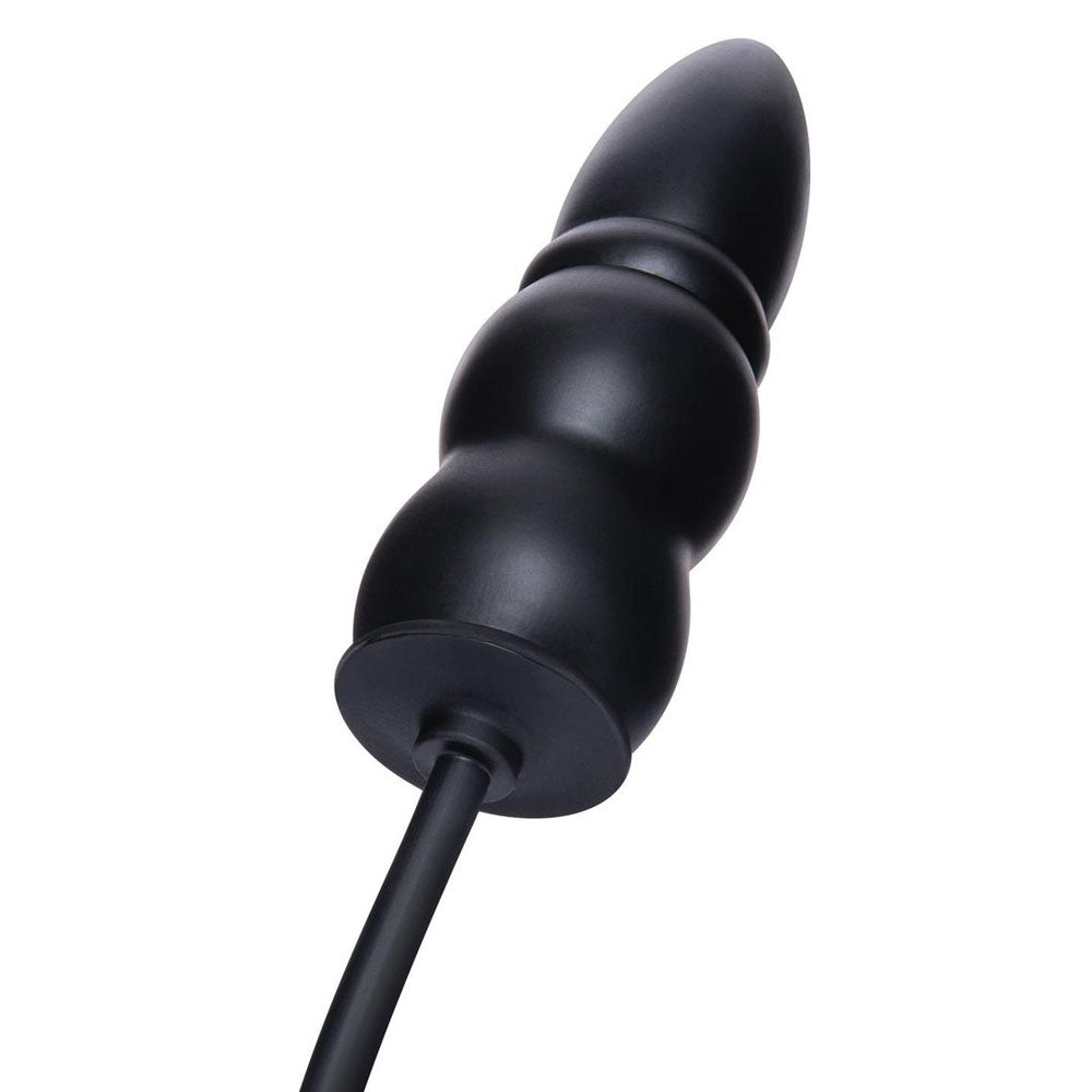 Size Up 5.5 Inch Ripple Inflatable Butt Plug - Black 15.2 cm Inflatable Butt Plug