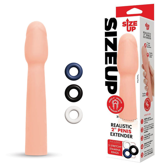 Size Up Realistic 2 Inch Penis Extender Flesh 5 cm
