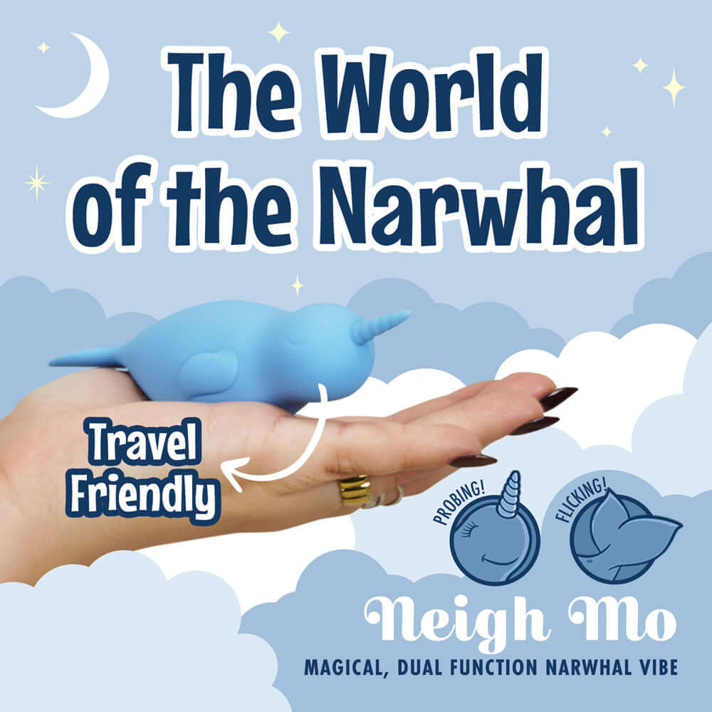 Unihorn of the Sea - Neigh Mo - The Narwhal - Blue USB Rechargeable Dual Motor Stimulator