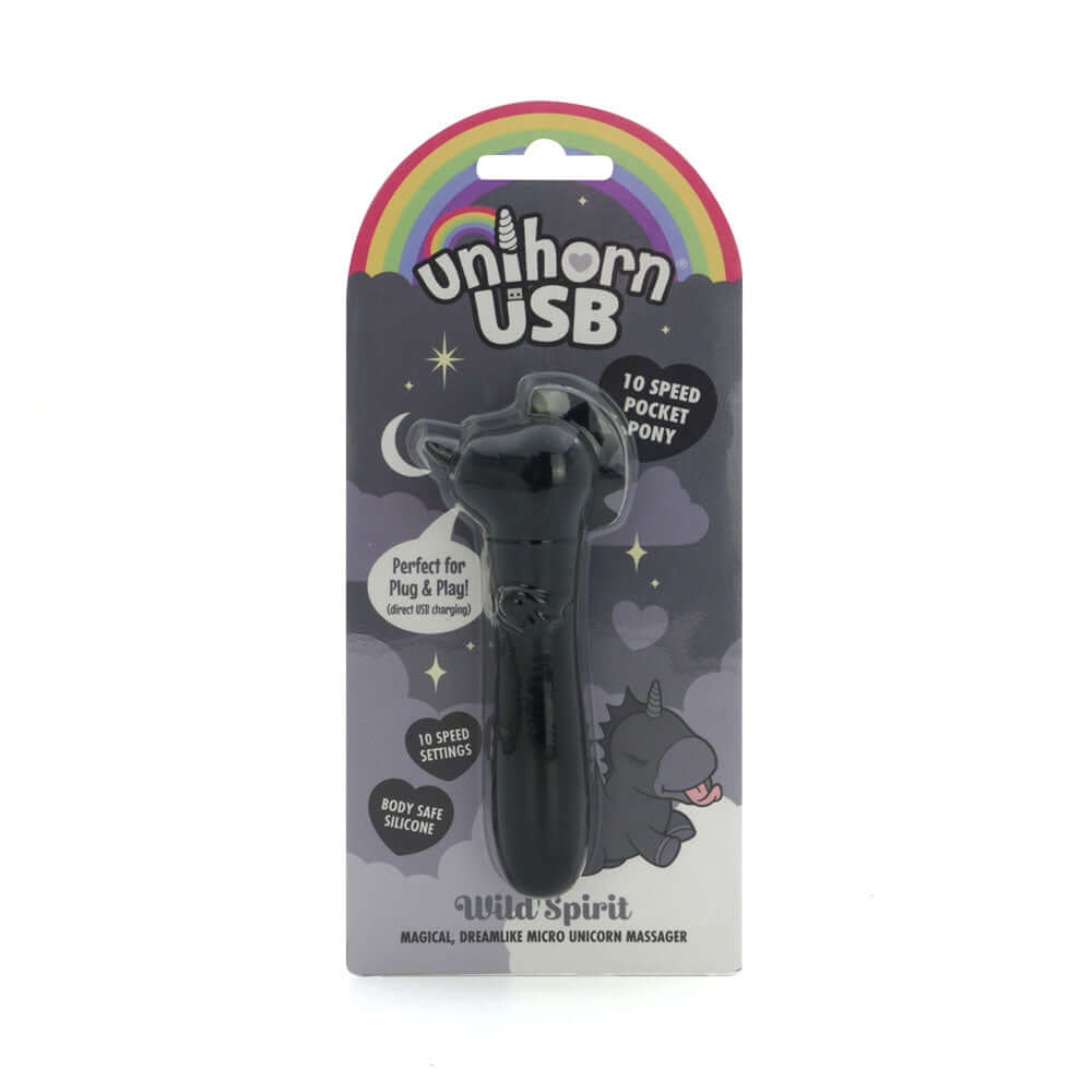 Unihorn - USB Bullet - Wild Spirit - Black USB Rechargeable Vibrating Bullet