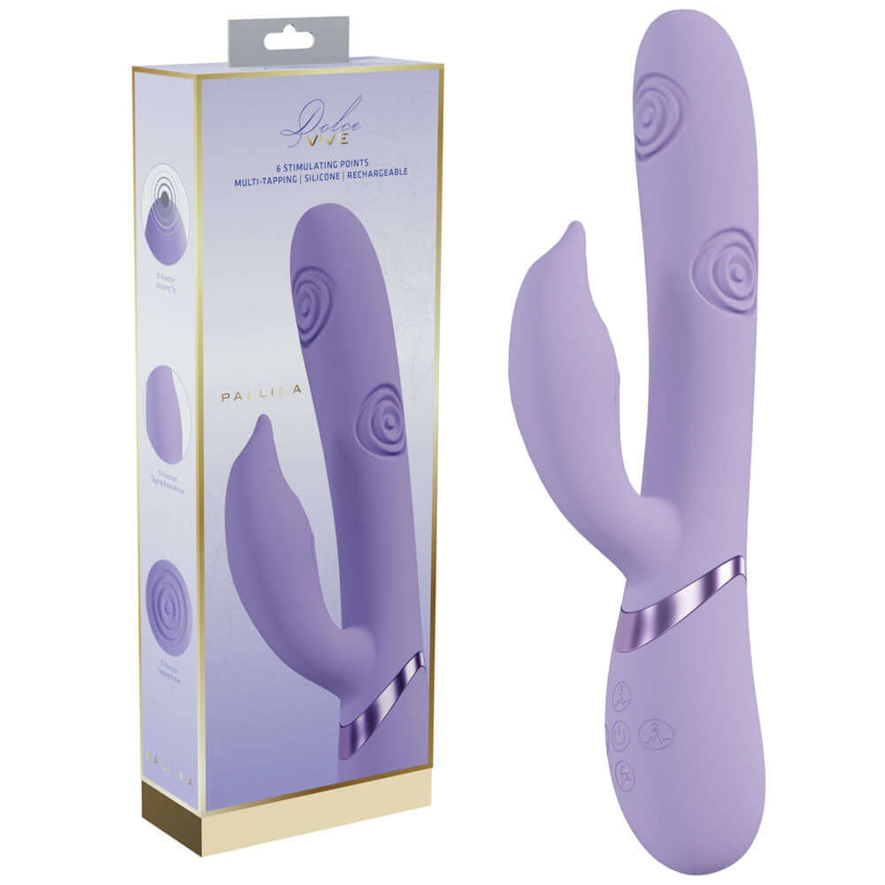 VIVE Pallina - Purple - Purple 25 cm USB Rechargeable Tapping Rabbit Vibrator