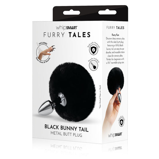 WhipSmart Furry Tales  Bunny Tail Metal 6.3 cm Butt Plug with Black Bunny Tail
