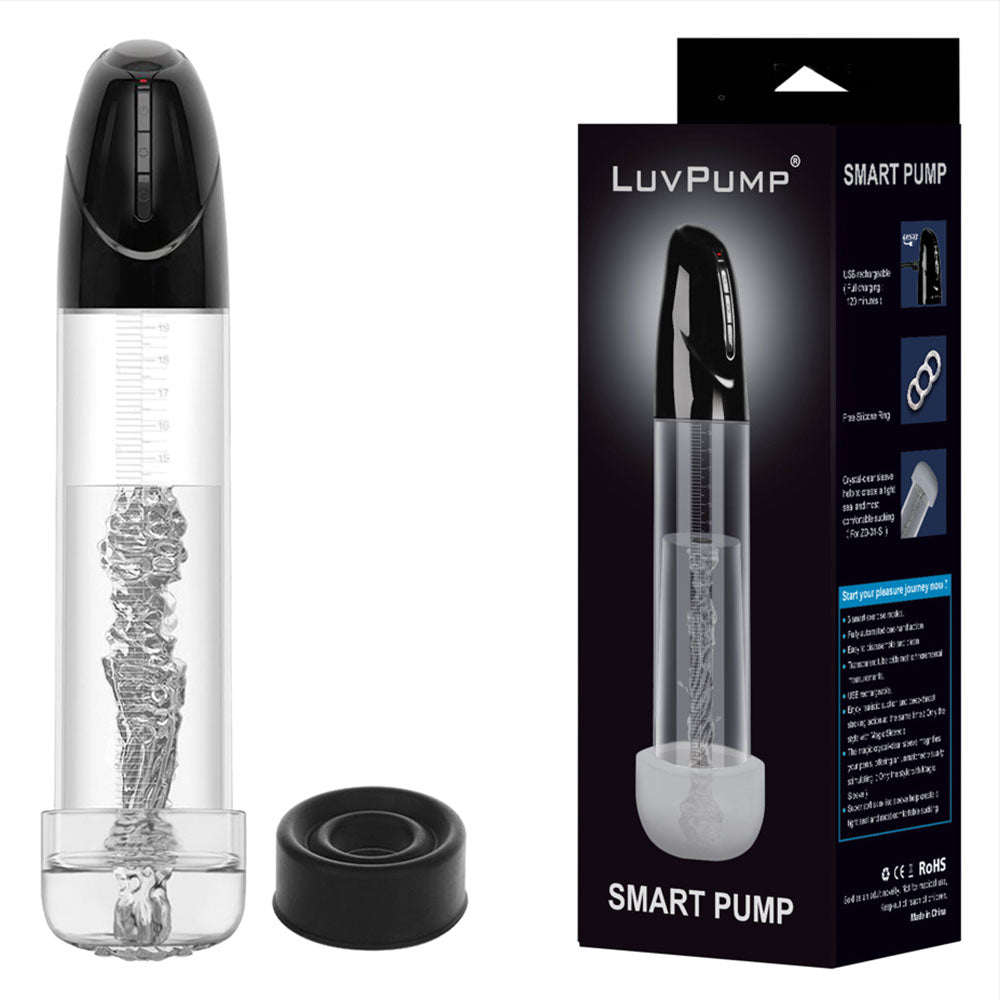 LuvPump Smart Penis Pump - Clear USB Rechargeable 2-in-1 Automatic Penis Pump
