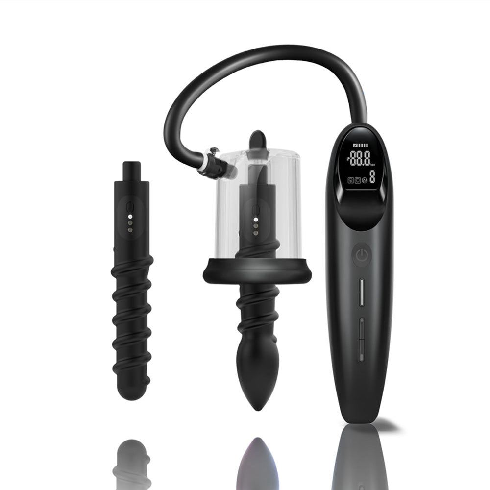 LuvPump RosCup Pro Smart Rosebud Pump - Black USB Rechargeable Anal Pump with Vibrating Probe