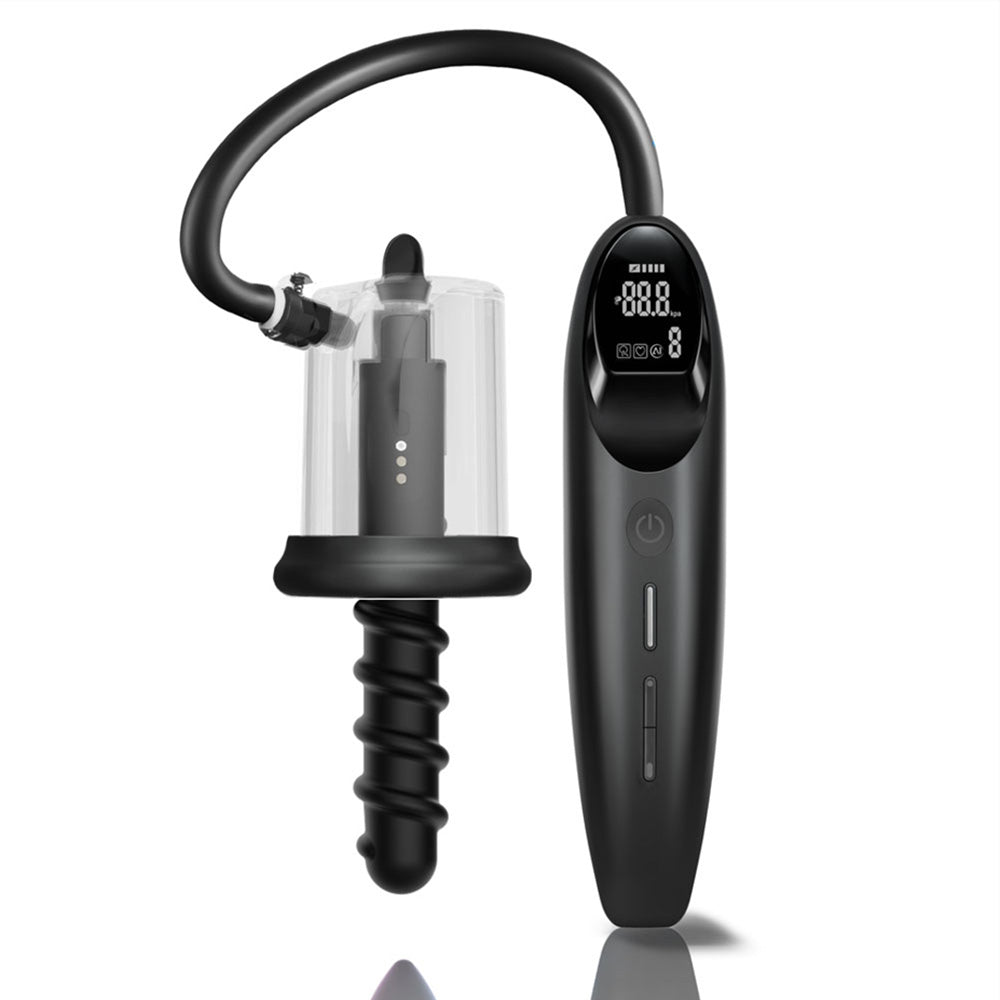 LuvPump RosCup Pro Smart Rosebud Pump - Black USB Rechargeable Anal Pump with Vibrating Probe