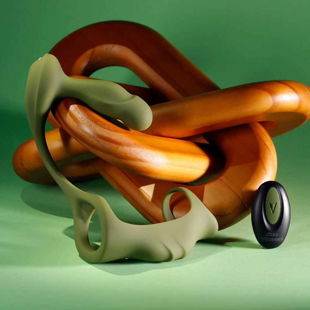 Zero Tolerance PROSTATE POWER PACK - Green USB Rechargeable Vibrating Prostate Massager with Cock Ring Harness