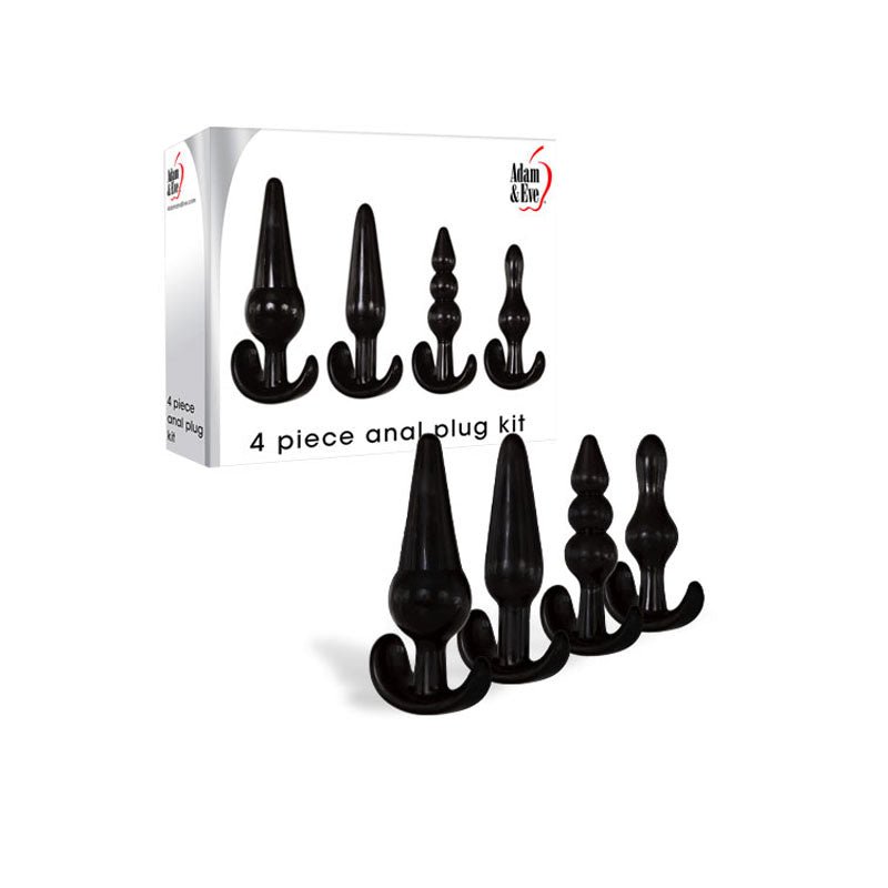 Adam & Eve 4 Piece Anal Plug Kit Black Butt Plugs - Set of 4 Sizes