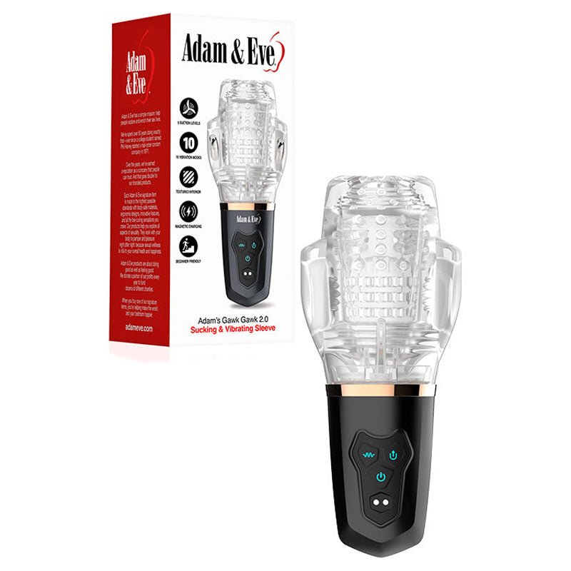 Adam & Eve Adam's Gawk Gawk 2.0 Clear USB Rechargeable Rotating & Vibrating Masturbator