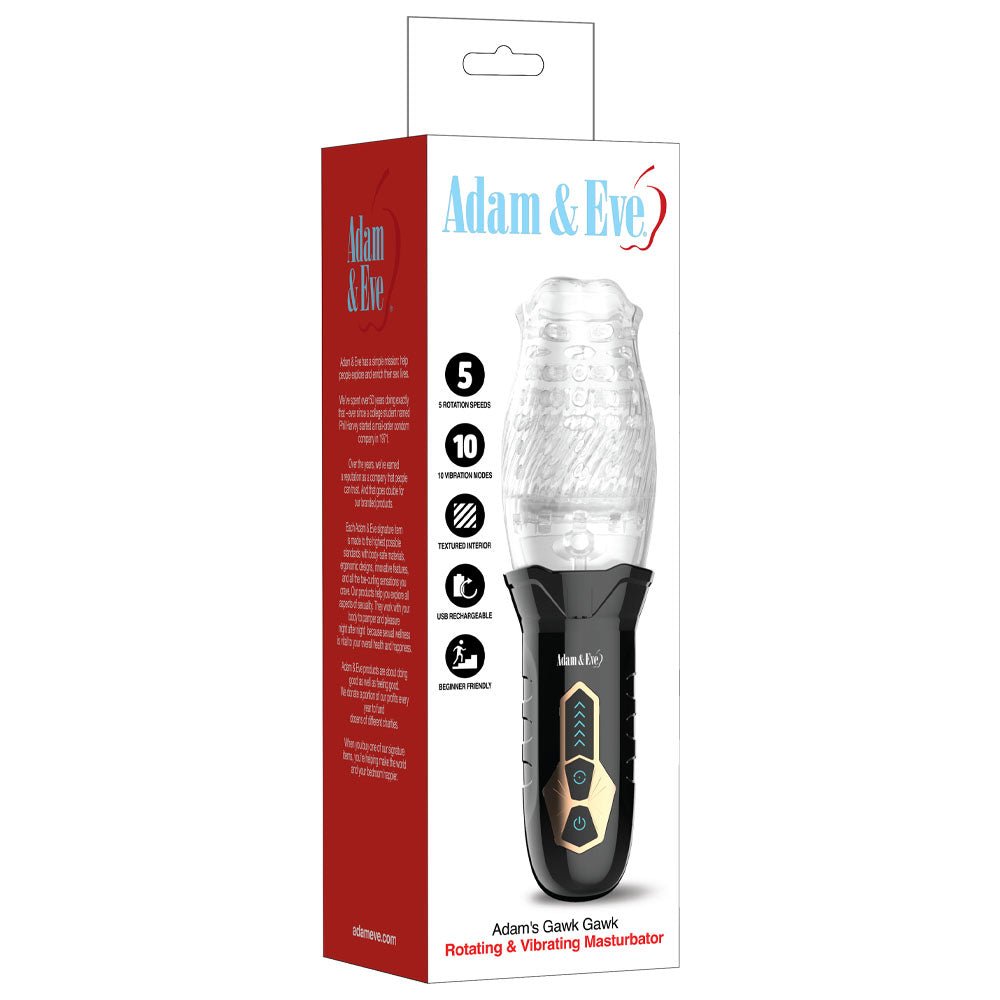 Adam & Eve Adam's Spinning Gawk Clear USB Rechargeable Rotating Masturbator