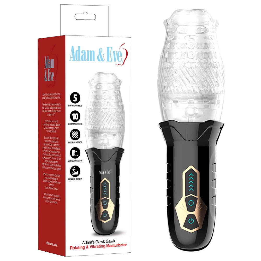 Adam & Eve Adam's Spinning Gawk Clear USB Rechargeable Rotating Masturbator