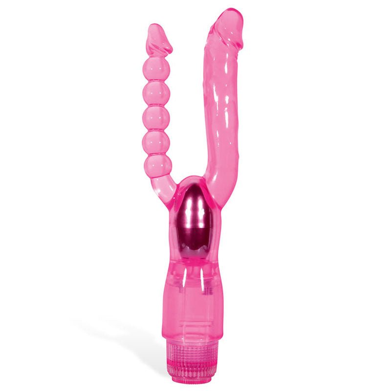 Adam & Eve Dual Pleasure Vibe Pink 12 cm (4.75") Vibrator with Anal Probe