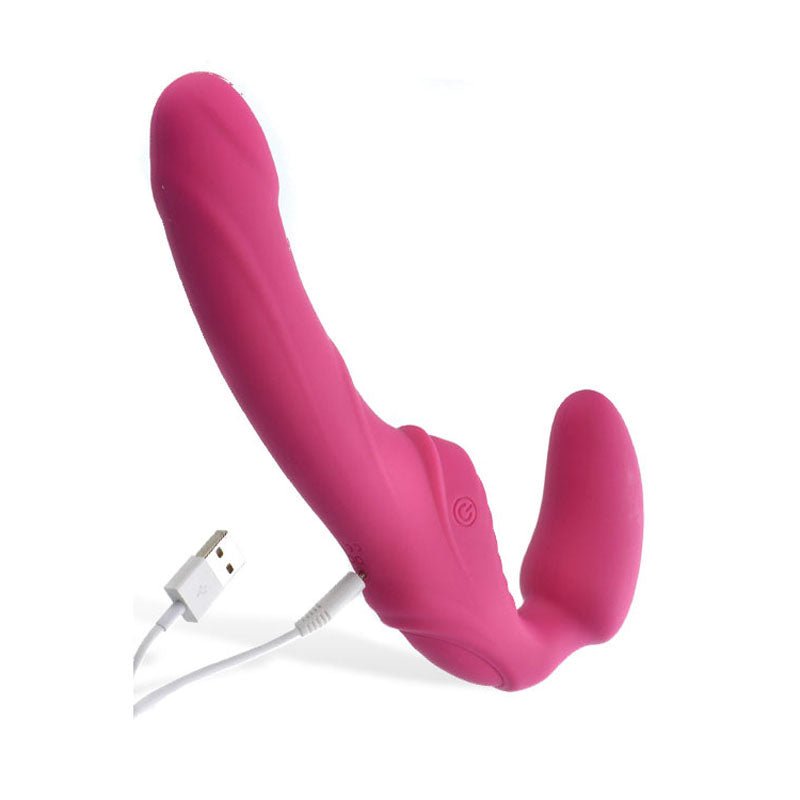 Adam & Eve Eve's Vibrating Strapless Strap - On Pink 22 cm (8.75'') USB Rechargeable