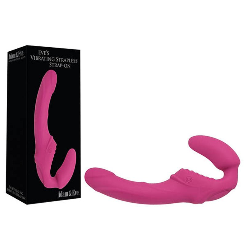 Adam & Eve Eve's Vibrating Strapless Strap - On Pink 22 cm (8.75'') USB Rechargeable