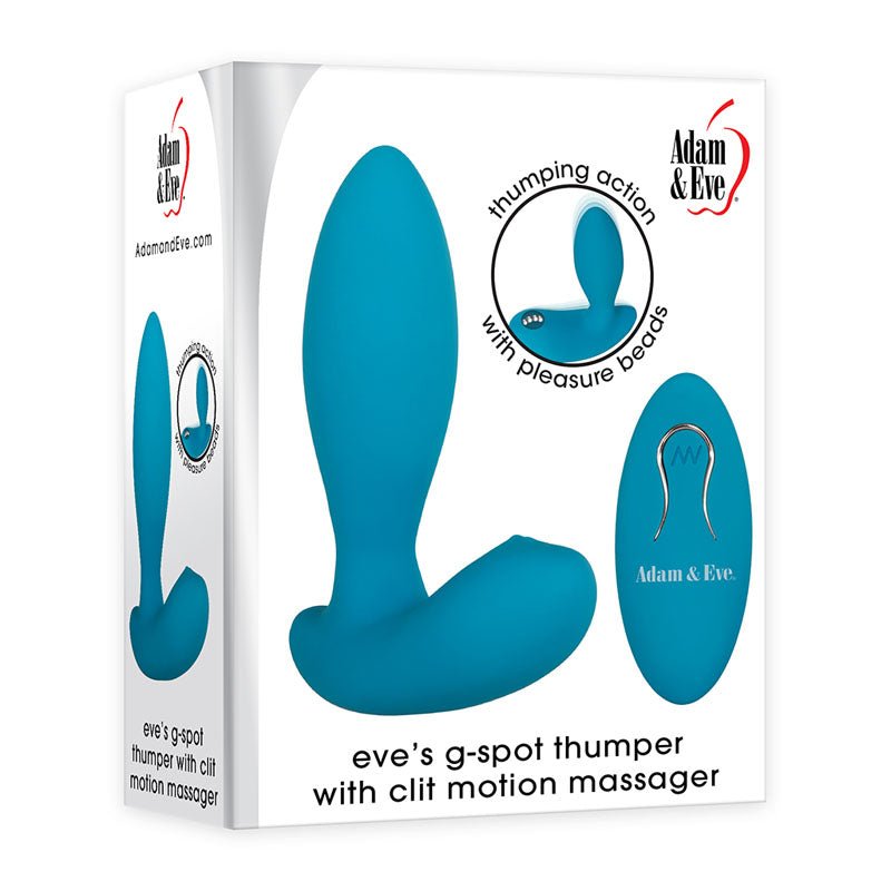 Adam & Eve G - Spot Thumper with Clit Motion Massager - Blue 11.4 cm USB Rechargeable Stimulator with Wireless Remote