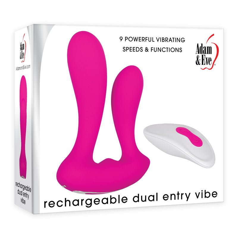 Adam & Eve Rechargeable Dual Entry Vibe Pink USB Rechargeable Vibrator with Remote Control