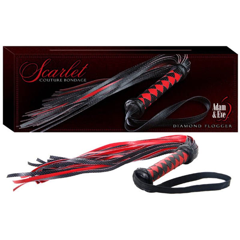 Adam & Eve Scarlet Couture Diamond Flogger Red/Black Whip