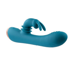 Adam & Eve SHIMMY & SHAKE VELVET RABBIT - Blue 22.4 cm USB Rechargeable Rabbit Vibrator