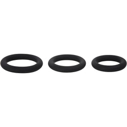 Adam & Eve Silicone Penis Ring Set Black Cock Rings - Set of 3 Sizes