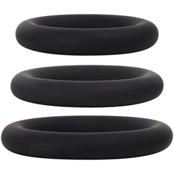 Adam & Eve Silicone Penis Ring Set Black Cock Rings - Set of 3 Sizes