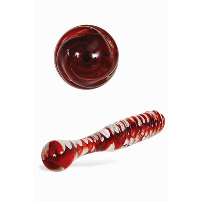 Adam & Eve Sweetheart Swirl Glass Dildo Clear/Red 22 cm