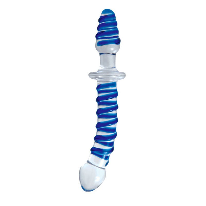 Adam & Eve Twisted Love Glass Dildo Clear/Blue 24 cm (9.5'') Double Ended Glass Dong