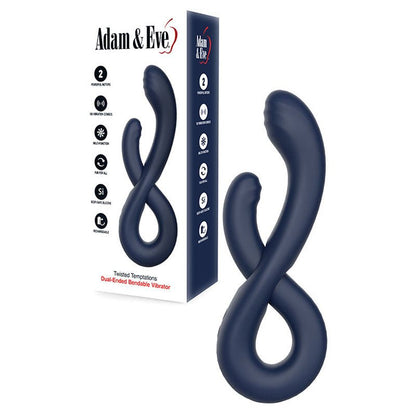 Adam & Eve TWISTED TEMPTATIONS Bendable Vibe - Navy 22.4 cm USB Rechargeable Bendable Dual Vibrator