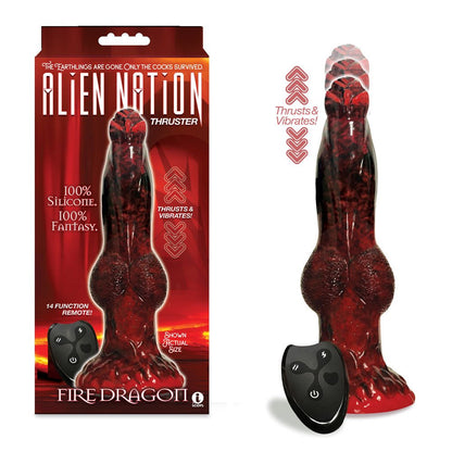 Alien Nation - Fire Dragon Red/Black 22.9 cm USB Rechargeable Thrusting Fantasy Dong with Remote