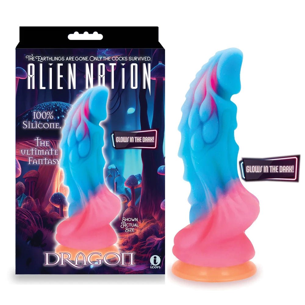 Alien Nation Glow Dragon Glow in Dark Rainbow 22.9 cm Fantasy Dong