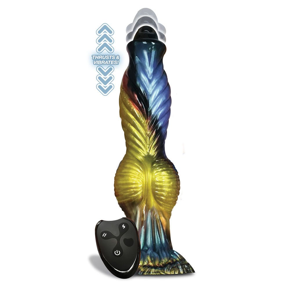 Alien Nation - Phoenix Gold/Blue & Black 25.4 cm USB Rechargeable Thrusting Fantasy Dong with Remote