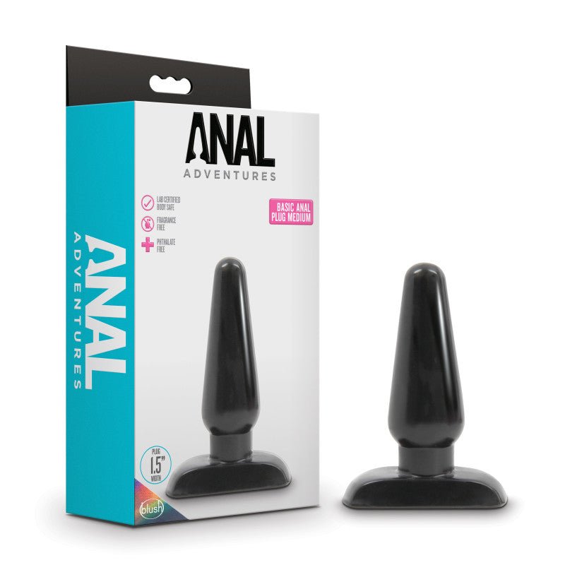 Anal Adventures Basic Anal Plug - Medium Black 12 cm Butt Plug