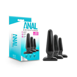 Anal Adventures Basic Plug Kit Black Butt Plugs - Set of 3 Sizes