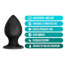 Anal Adventures Platinum Anal Stout Plug - Medium - Black 7.6 cm Medium Butt Plug