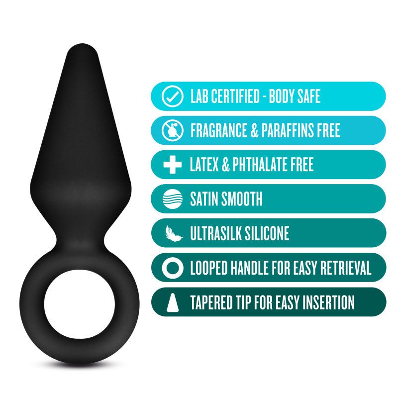 Anal Adventures Platinum Loop Plug - Small Black 7.6 cm Butt Plug