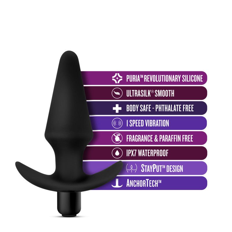 Anal Adventures Platinum Vibrating Butt Plug Black 12.7 cm (5'')