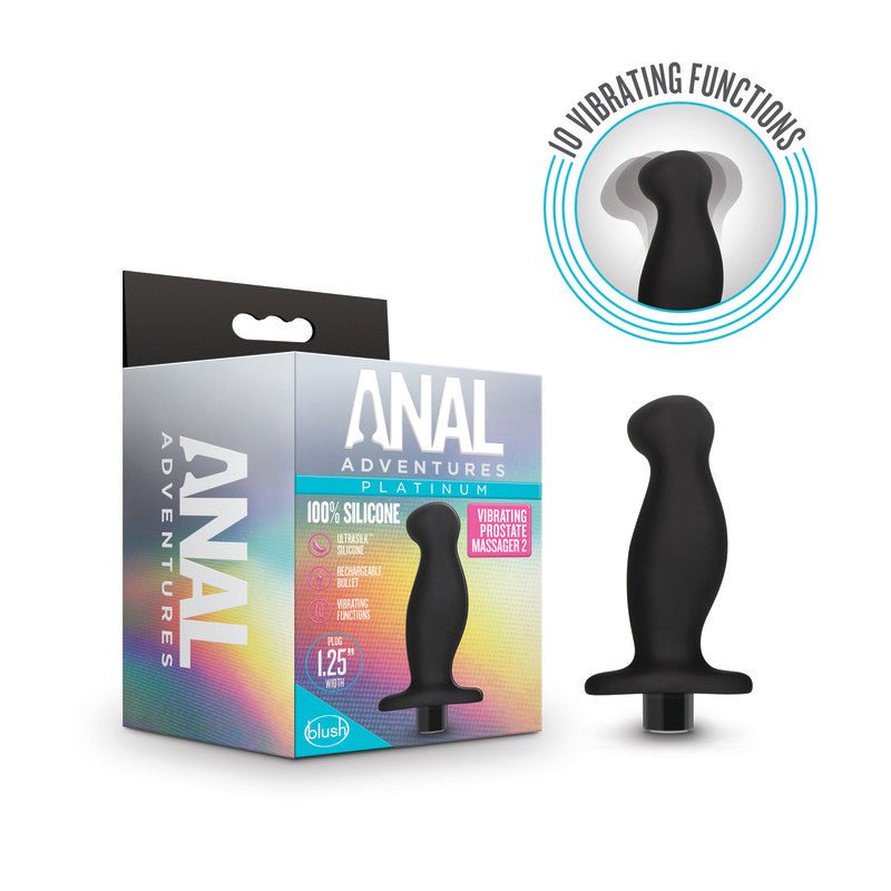 Anal Adventures Platinum Vibrating Prostate Massager 02 Black 10.8 cm USB Rechargeable