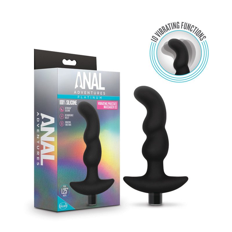 Anal Adventures Platinum Vibrating Prostate Massager 03 Black USB Rechargeable 15.2 cm