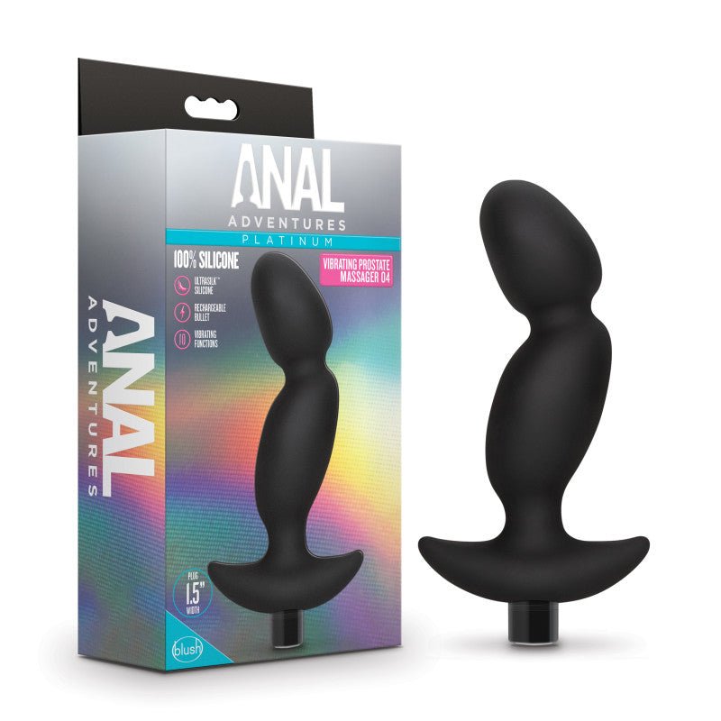 Anal Adventures Platinum Vibrating Prostate Massager 04 Black 16.5 cm USB Rechargeable