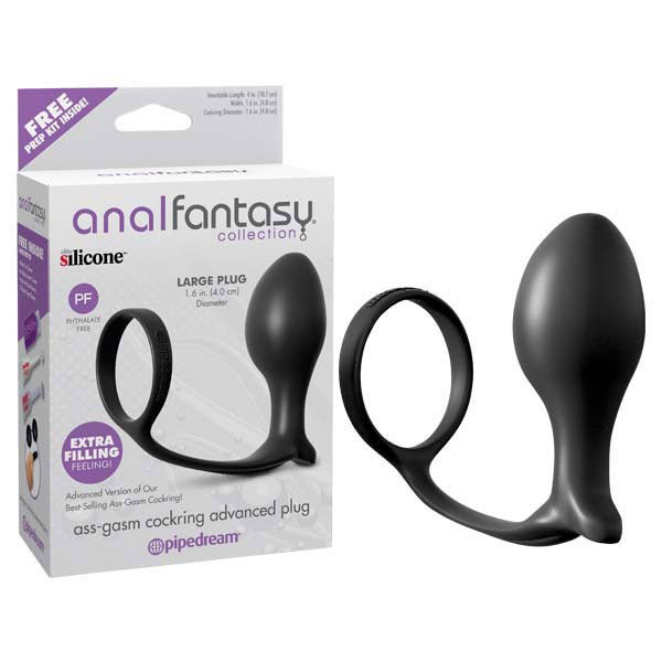 Anal Fantasy Collection Ass - Gasm Cock Ring Advanced Plug - Black Cock Ring with Anal Plug