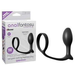 Anal Fantasy Collection Ass - Gasm Cock Ring Beginners Plug - Black Cock Ring with Anal Plug