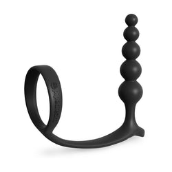 Anal Fantasy Collection Ass-Gasm Cockring Anal Beads - Black Cock Ring with Anal Plug