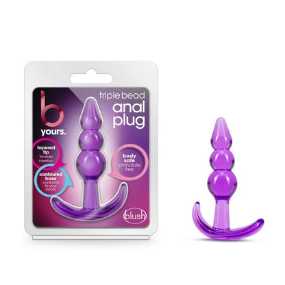 B Yours Triple Bead Anal Plug Purple 9.5 cm