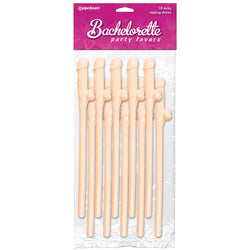 Bachelorette Party Favors - Dicky Sipping Straws - Flesh Straws - Set of 10