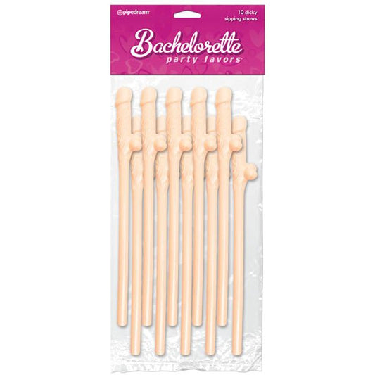 Bachelorette Party Favors - Dicky Sipping Straws - Flesh Straws - Set of 10