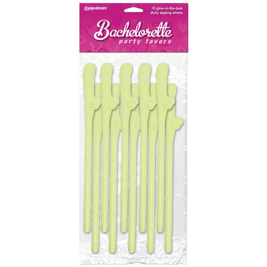 Bachelorette Party Favors - Dicky Sipping Straws - Glow in the Dark Straws - Set of 10