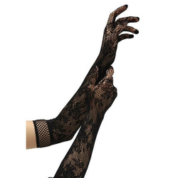 BACI White Label Flower Lace Opera Gloves Black