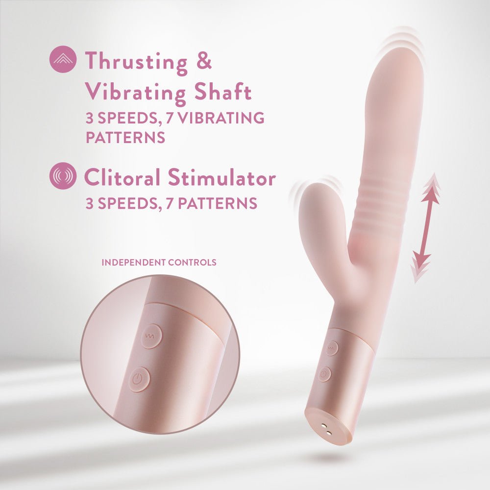 Blush - Fraya - Pink 24.1 cm USB Rechargeable Thrusting Rabbit Vibrator