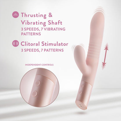 Blush - Fraya - Pink 24.1 cm USB Rechargeable Thrusting Rabbit Vibrator