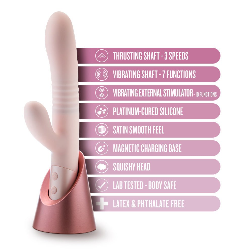 Blush - Fraya - Pink 24.1 cm USB Rechargeable Thrusting Rabbit Vibrator