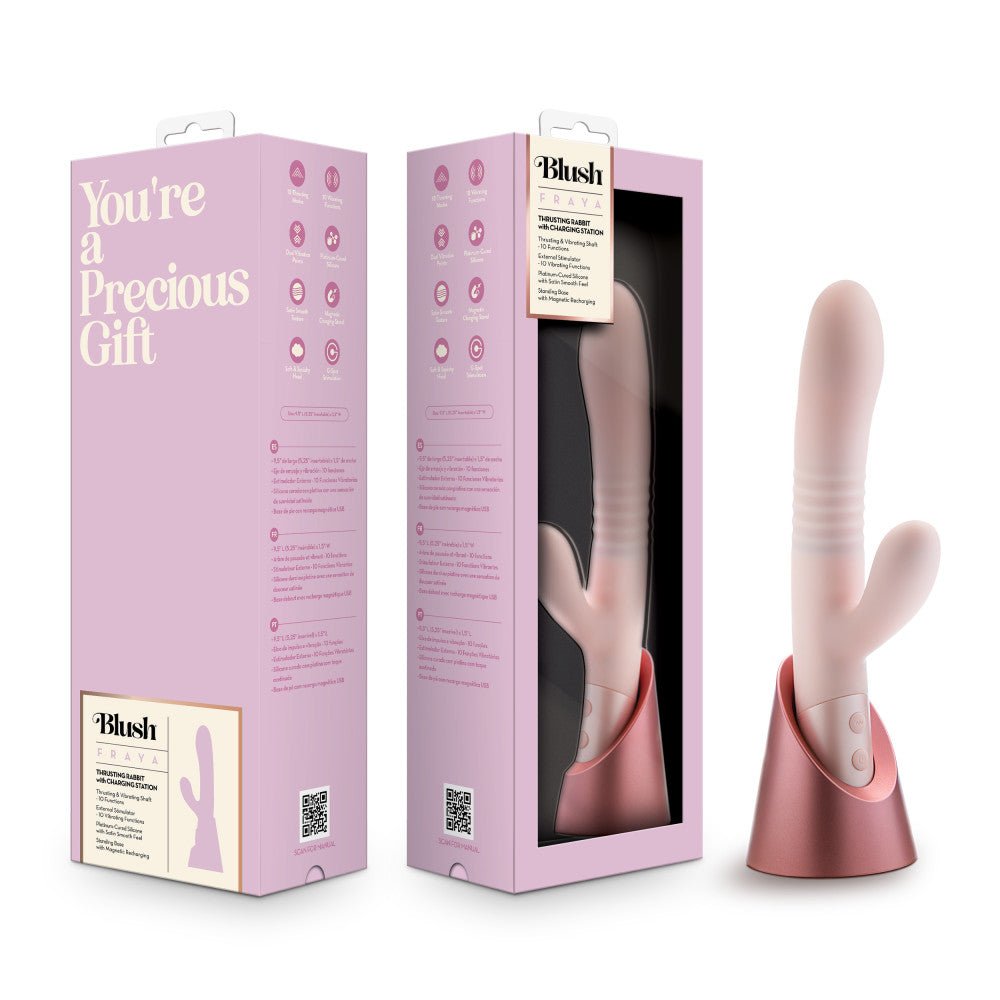 Blush - Fraya - Pink 24.1 cm USB Rechargeable Thrusting Rabbit Vibrator