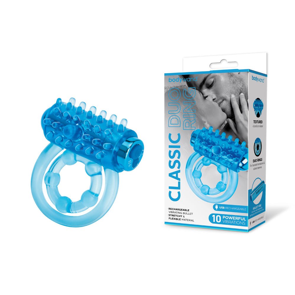 Bodywand Rechargeable Classic Duo Ring Blue Vibrating Cock Ring